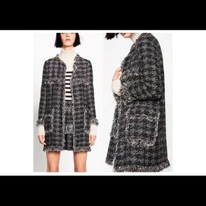 Zara Houndstooth Mid thigh Jacket. Size Small. New with tags